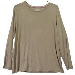 Chico's The Ultimate Tee Womens Large Tan Good Long Sleeve Rayon Spandex Stretch